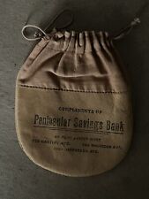 Vintage Compliments Of Peninsular Savings Bank Leather Coin Purse Pouch picture