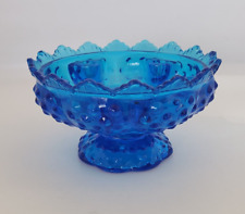 Vintage Fenton Cobalt Blue Hobnail Glass 6 Candle Holder Pedestal Bowl picture