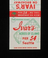 1950s Ivar's Acres of Clams Pier 54 & Broadway Clam Chowder Seattle WA Matchbook picture
