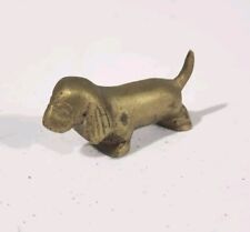 Vintage Brass Dachshund Dog Figurine Sculpture - Miniature Small 2''  picture