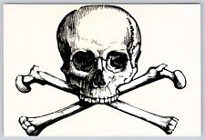 Postcard Human Skull Graphic Art Skull and Crossbones Poison Symbol Morbid picture