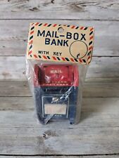 Vintage Miniature US Mail Box Metal Coin Bank With Keys Made in Japan picture