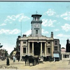 c1910s Worthing Sussex England Town Hall Blank Back Postcard Litho Photo UK A207 picture