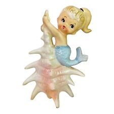 Vintage Norcrest Mermaid on Sea Shell Wall Plaque Japan MCM Lefton 1950s picture