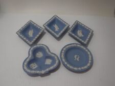 Wedgewood Lot of 5 Pale Blue Trinket Dishes Dolphins, Victorian and Spade shaped picture