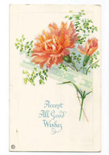 Greeting Postcard Good Wishes Flowers Embossed c1910 picture