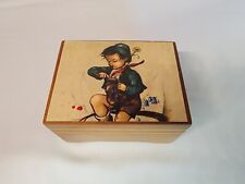 Vintage Mapsa Wood Music Box Boy Cleans Shoe Plays Der Frohliche Wanderer picture