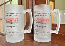 2 ESPN Sportscenter Frosted Mugs Quotes Collectible ESPN Glass Beer Stein 24 oz picture