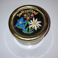 Vtg Swiss 2.5” Round Switzerland Embroidered Patch Top Clear Music Box Rare picture