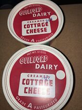 2 12 Oz Containers, Plastic W Lids Guilford Dairy Cottage Cheese Vintage Used picture