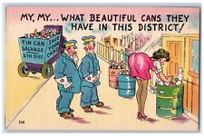c1930's Garbage Man Woman Big Butt Throwing Garbage Unposted Vintage Postcard picture