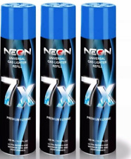 3 Can Neon 7X Refined Butane Lighter Gas Fuel Refill 300 mL 10.14oz Cartridge 3x picture