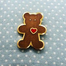 Vtg 1986 Hallmark Signed Teddy Bear Lapel Tac Pin w/ Heart picture