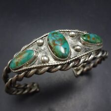 Old Pawn circa 1930s NATURAL TURQUOISE Sterling Silver Cuff BRACELET Vintage picture