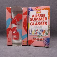2 x Hungry Jacks Drink Glasses AUSSIE SUMMER 50 YEARS  16cm Tall  Blue Red Boxed picture