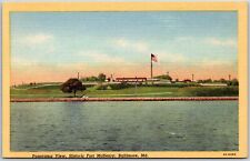 Baltimore MD-Maryland, Panorama View, Fort McHenry, Chesapeake Bay, Postcard picture