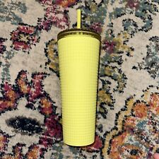 Starbucks 2023 Meadow Yellow Soft Touch Grid Tumbler Cold Cup 24 oz picture