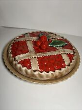 Vintage Sanor Ceramica Cherry Pie Pie Keeper Dish Lattice leaves w/lid picture