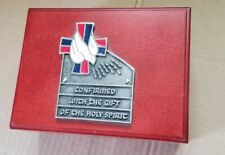 Confirmation Holy Spirit Wooden Trinket Jewelry Box w Pewter on Lid picture