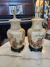 Pair Of Underwriters Laboratories Asian Birds & Blossoms Large Ginger Jar Lamp picture