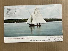 Postcard Narragansett Bay RI Rhode Island Boating Scene Sailboat Vintage 1908 PC picture