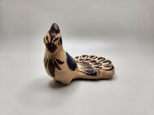 Vintage Tonala Mexican Sandstone Folk Art Hand Painted Pottery Peacock - Small picture