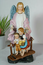 Vintage bisque porcelain statue guardian angel with children  picture