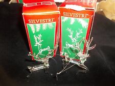 Vintage Christmas Tree 2 Deer Ornament SILVESTRI Glass BOX picture