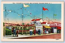 Rockaway Beach New York NY Postcard Rockaway's Playland Main Entrance c1940's picture