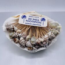 Vintage Niebush Seashell Toothpicks Unopened Package 50 Shell Adorned Toothpicks picture
