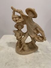 Vntg Asian Chinese Mud Man Figurine Fisherman W/Boy Carved Sculpture See Photos picture