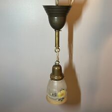 Single Brass Entry Pendant Light Fixture Frosted Glass Shade Rewired Light 108B picture