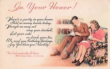 Religious Birthday Card Bible Quote Psalm Young Couple Coffee Vtg Postcard D8 picture