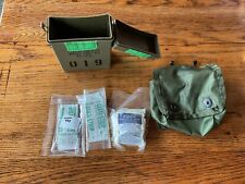 Vintage US Army Military Individual First Aid Kit Pouch & Box W/Contents + Clips picture