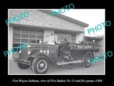 OLD LARGE HISTORIC PHOTO OF FORT WAYNE INDIANA VIEW OF No 13 FIRE STATION c1960 picture