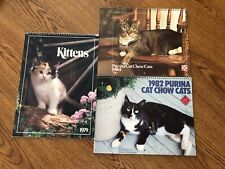 Purina Cat Chow Cats 1980 and 1982 calendars, plus the 1979 Kittens calendar picture