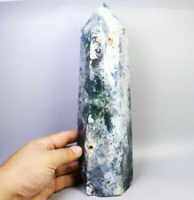 4.38lb Natural Moss Agate Quartz Crystal Tower Obelisk Wand Point Reiki Healing picture