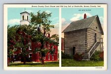 Brown County IN-Indiana, Brown County Courthouse, Old Jail, Vintage Postcard picture