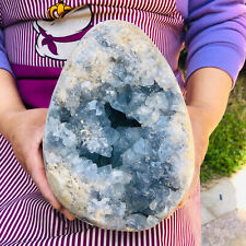 14.8LB Natural Beautiful Blue Celestite Crystal Geode Cave Mineral SpecimenHH620 picture