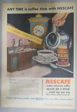 Nescafe' Coffee Ad: Any Time Is Coffee Time  from 1940's Size: 11  x 15 inches picture