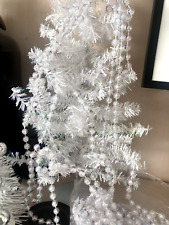 Vtg 28 Ft Clear Iridescent Xmas Bead TREE GARLAND MANTLE DECOR PLASTIC Swag 8.5m picture