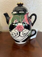 Lynda Corneille SWAK Character Collectibles Clancey the Cat Teapot & Cup Signed picture