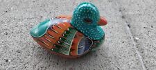 MEXICAN Hand-Painted Pottery Duck, Signed, Very Colorful, 6
