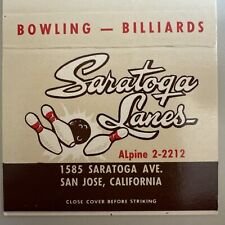 Vintage 1960s Saratoga Lanes Bowling Alley San Jose CA Matchbook Cover picture