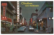 Chinatown San Francisco California c1960's Grant Avenue, vintage car, Night view picture