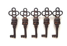 Victorian Large Skull Keys Vintage Antique Style Cast Iron Skeleton Key Lot of 5 picture
