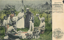 Postcard 1908 Honolulu Hawaii Hawaiians pounding Poi Hand Colored 24-5439 picture