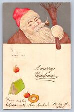 J99/ Santa Claus Christmas Postcard c1910 Unique Rare Hand Decorated 400 picture