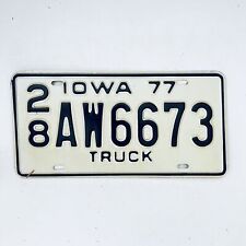 1977 United States Iowa Delaware County Passenger License Plate 28 AW6673 picture