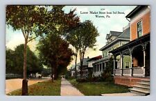 Warren PA-Pennsylvania, Lower Market Street, 3rd Street Vintage c1910 Postcard picture